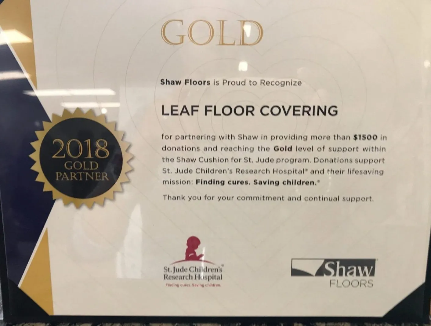 2018 gold partner | Leaf Floor Covering